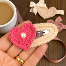 Crochet Heart Hair Clip Pattern PDF, Pearl Heart Applique Design, Cute Snap Clip Cover