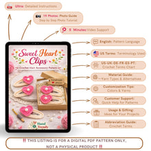 Crochet Heart Hair Clip Pattern PDF, Pearl Heart Applique Design, Cute Snap Clip Cover
