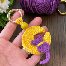 Crochet Moon Keychain Pattern PDF, Crescent Moon Bag Charm Tutorial, Cute Keyring Ornament