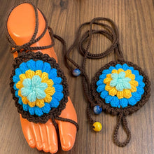 Crochet Motif Barefoot Sandals Pattern, Granny Style Foot Jewelry Design, Summer Beach Toe Anklet Sandals