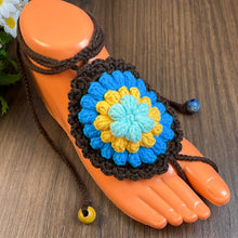 Crochet Motif Barefoot Sandals Pattern, Granny Style Foot Jewelry Design, Summer Beach Toe Anklet Sandals