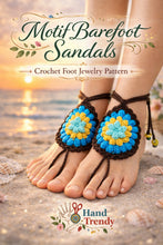 Crochet Motif Barefoot Sandals Pattern, Granny Style Foot Jewelry Design, Summer Beach Toe Anklet Sandals