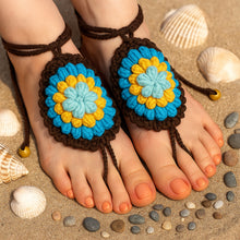 Crochet Motif Barefoot Sandals Pattern, Granny Style Foot Jewelry Design, Summer Beach Toe Anklet Sandals