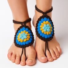 Crochet Motif Barefoot Sandals Pattern, Granny Style Foot Jewelry Design, Summer Beach Toe Anklet Sandals