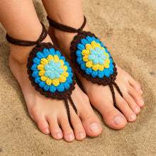 Crochet Motif Barefoot Sandals Pattern, Granny Style Foot Jewelry Design, Summer Beach Toe Anklet Sandals