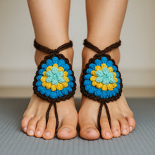 Crochet Motif Barefoot Sandals Pattern, Granny Style Foot Jewelry Design, Summer Beach Toe Anklet Sandals