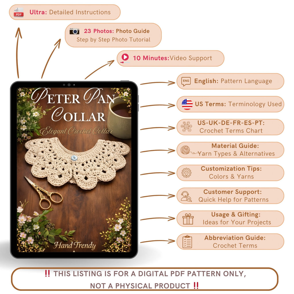Crochet Peter Pan Collar Pattern For Detachable Vintage Style Lace Neck Accessory Design - Hand Trendy