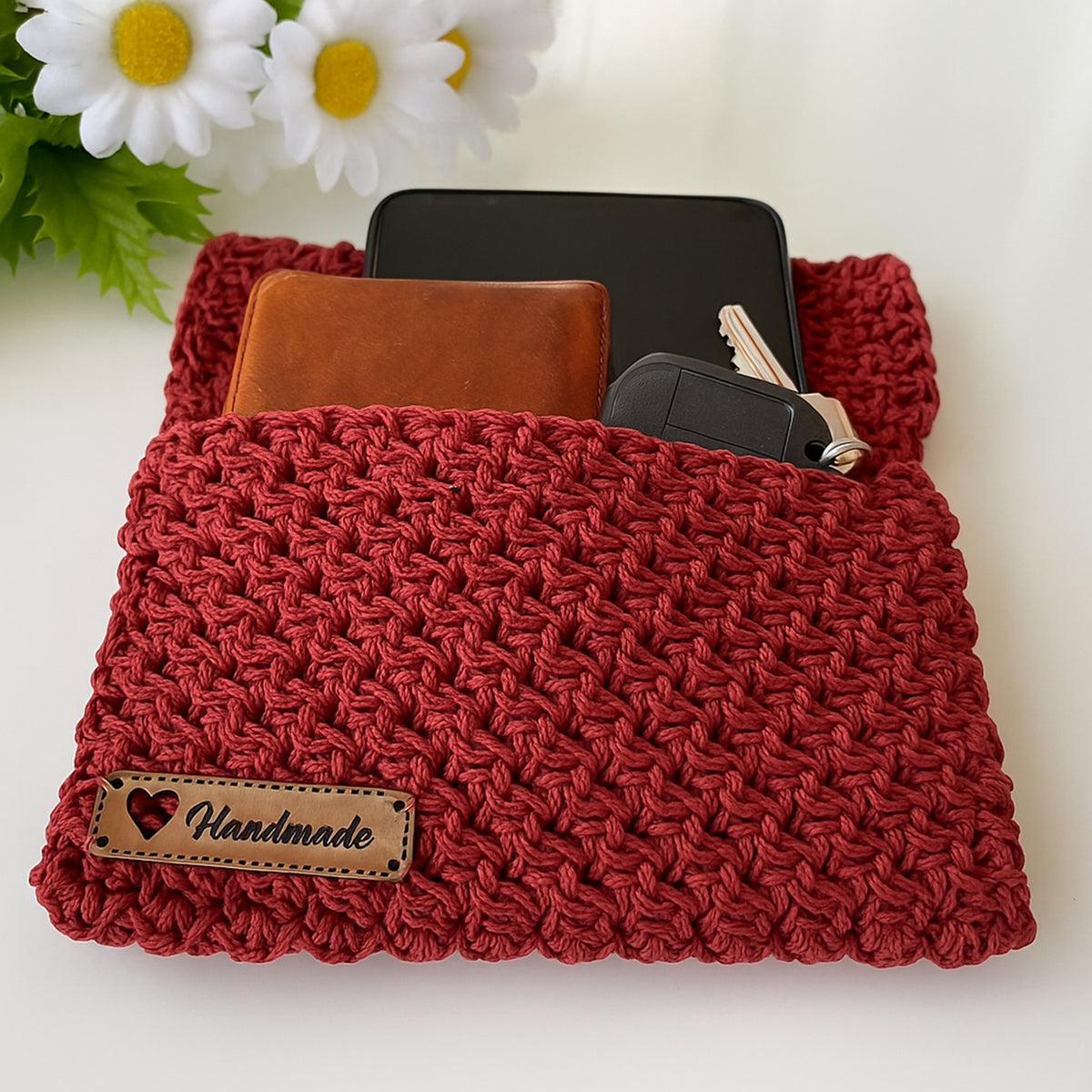 Crochet Pouch Pattern PDF Wallet Organizer Drawstring Phone Card Coin Holder
