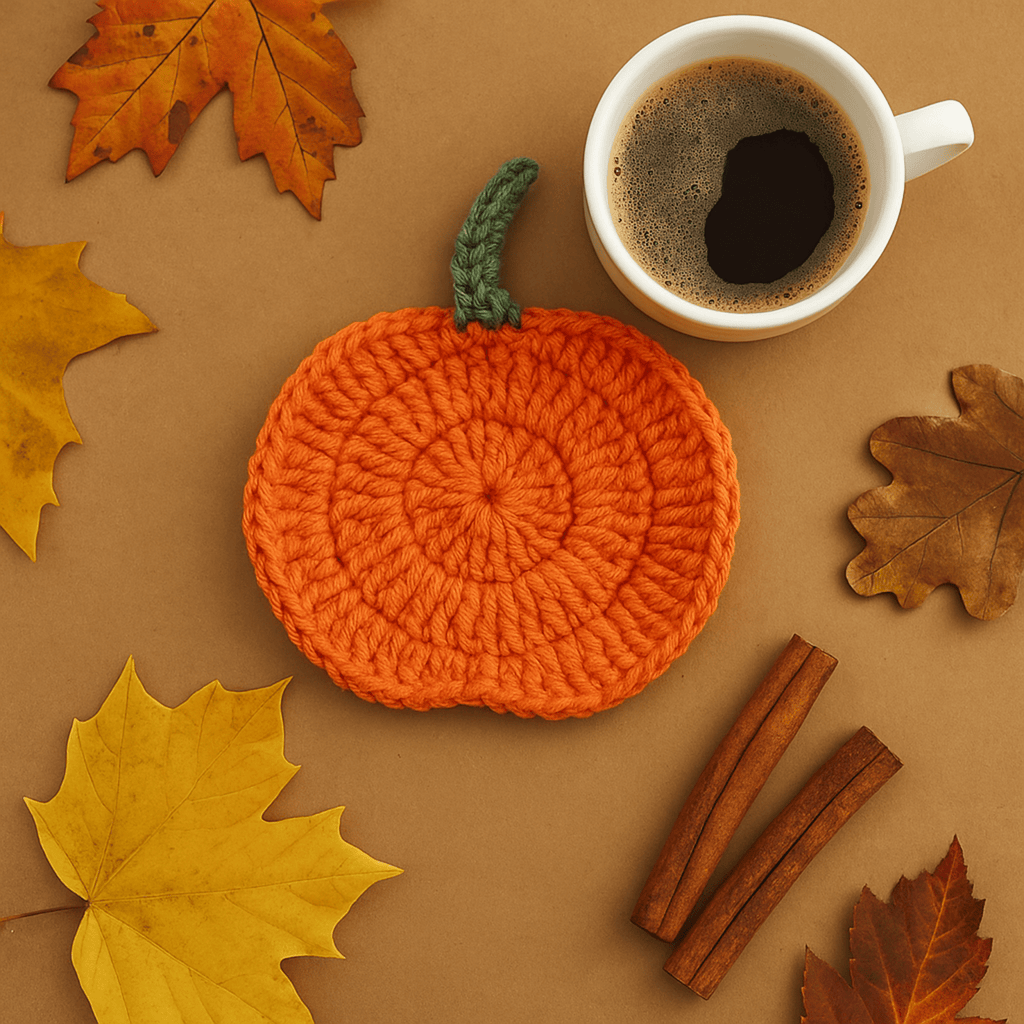 Crochet Pumpkin Coaster Pattern For Fall Decor – Handmade Halloween Table Ornament - Hand Trendy