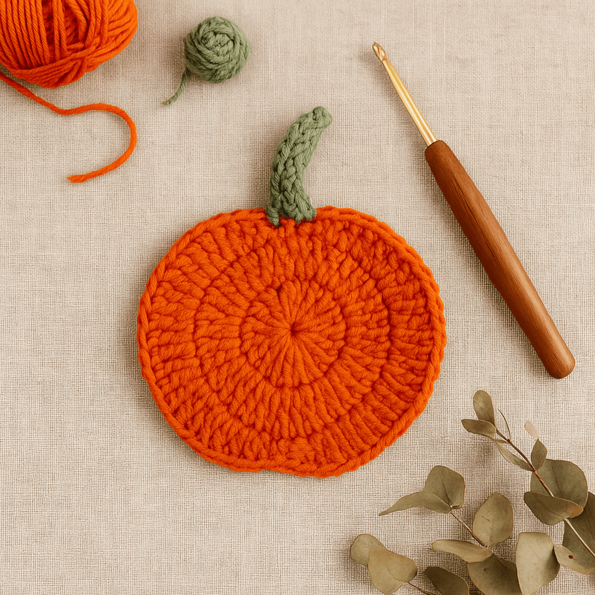 Crochet Pumpkin Coaster Pattern For Fall Decor – Handmade Halloween Table Ornament - Hand Trendy