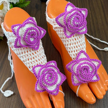 Crochet Rose Barefoot Sandals Pattern PDF, Floral Summer Beach Wedding Anklet Tutorial