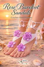 Crochet Rose Barefoot Sandals Pattern PDF, Floral Summer Beach Wedding Anklet Tutorial