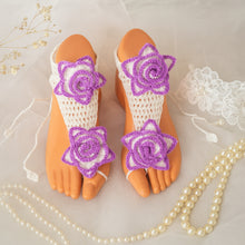 Crochet Rose Barefoot Sandals Pattern PDF, Floral Summer Beach Wedding Anklet Tutorial