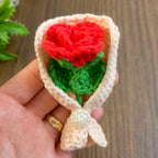 Crochet Rose Bouquet Pattern PDF with Mini Flower Gift Wrap Design for Valentine