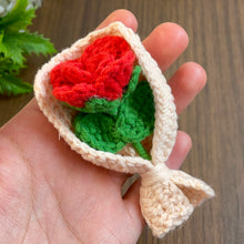 Crochet Rose Bouquet Pattern PDF with Mini Flower Gift Wrap Design for Valentine