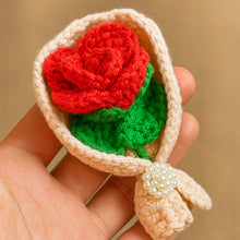 Crochet Rose Bouquet Pattern PDF with Mini Flower Gift Wrap Design for Valentine
