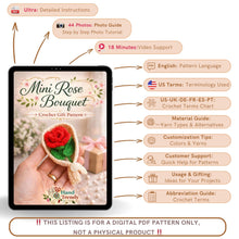 Crochet Rose Bouquet Pattern PDF with Mini Flower Gift Wrap Design for Valentine