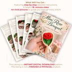 Crochet Rose Bouquet Pattern PDF with Mini Flower Gift Wrap Design for Valentine