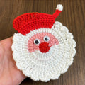 Crochet Santa Coaster Pattern Christmas Table Decor Holiday Drink Coaster DIY Festive Craft PDF - Hand Trendy