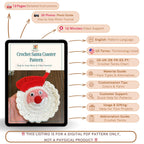 Crochet Santa Coaster Pattern Christmas Table Decor Holiday Drink Coaster DIY Festive Craft PDF - Hand Trendy
