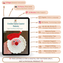 Crochet Santa Coaster Pattern Christmas Table Decor Holiday Drink Coaster DIY Festive Craft PDF