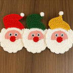 Crochet Santa Coaster Pattern Christmas Table Decor Holiday Drink Coaster DIY Festive Craft PDF - Hand Trendy