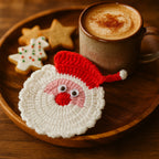 Crochet Santa Coaster Pattern Christmas Table Decor Holiday Drink Coaster DIY Festive Craft PDF - Hand Trendy