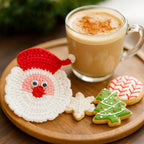 Crochet Santa Coaster Pattern Christmas Table Decor Holiday Drink Coaster DIY Festive Craft PDF - Hand Trendy