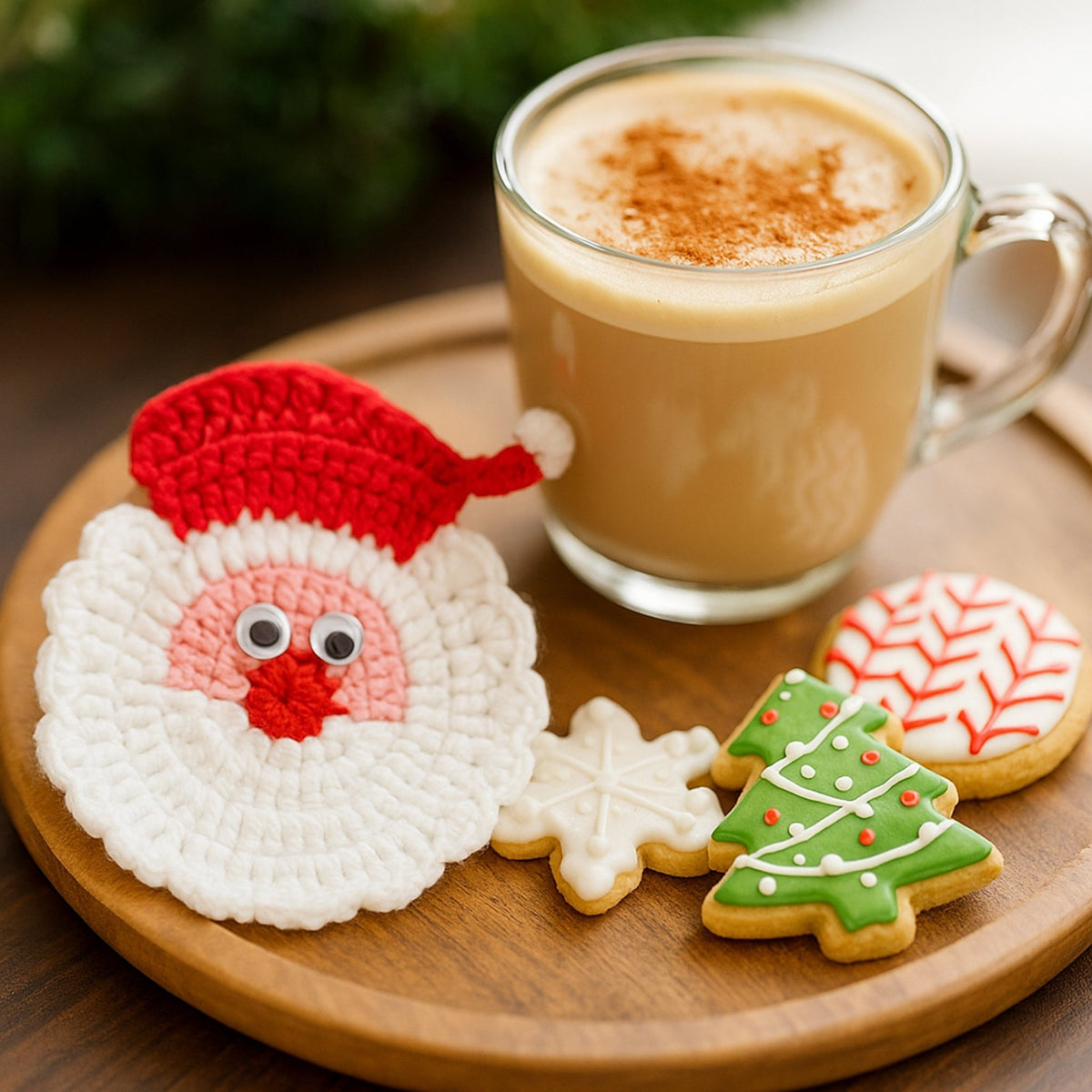 Crochet Santa Coaster Pattern Christmas Table Decor Holiday Drink Coaster DIY Festive Craft PDF - Hand Trendy
