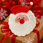 Crochet Santa Coaster Pattern Christmas Table Decor Holiday Drink Coaster DIY Festive Craft PDF - Hand Trendy
