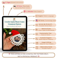 Crochet Santa Photo Frame Ornament Pattern PDF – Christmas Home Decoration Tutorial