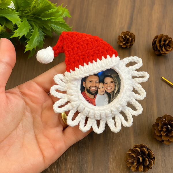 Crochet Santa Photo Frame Ornament Pattern PDF – Christmas Home Decoration Tutorial