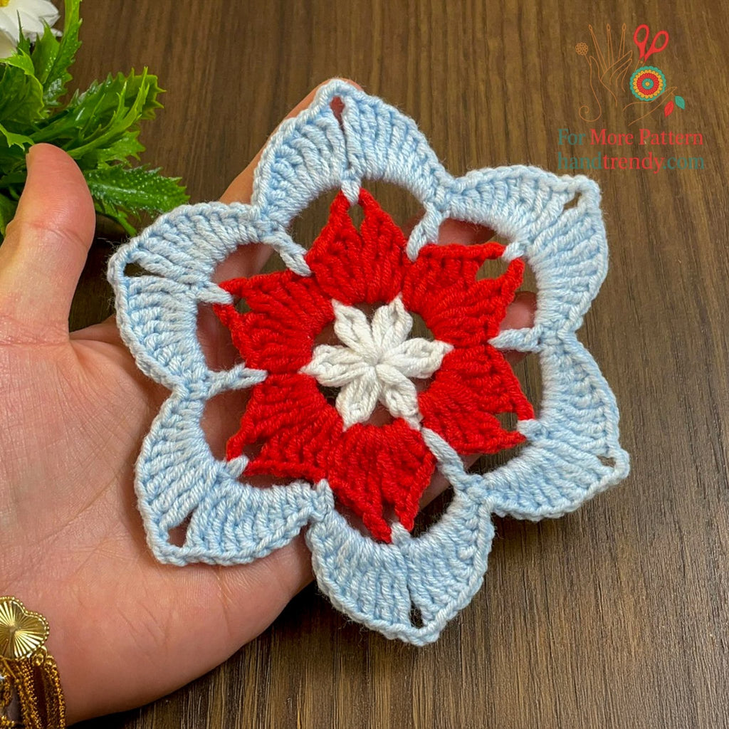 Crochet Star Motif Pattern PDF Instant Download For Geometric DIY Applique Blanket Square Home Decor - Hand Trendy