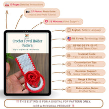 Crochet Towel Holder Pattern PDF Rose Loop Design For Kitchen Bathroom Organization