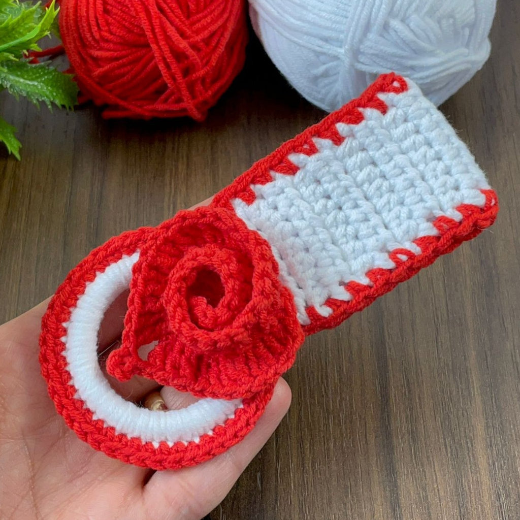 Crochet Towel Holder Pattern PDF Rose Loop Design For Kitchen Bathroom Organization - Hand Trendy
