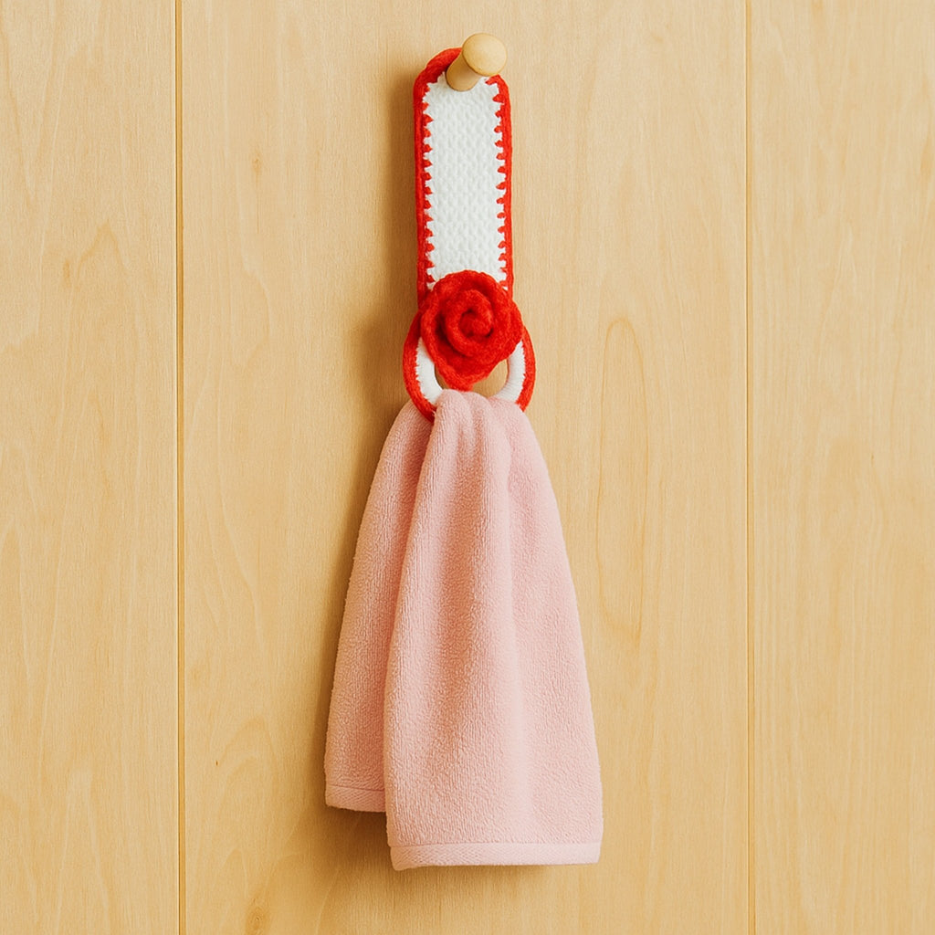 Crochet Towel Holder Pattern PDF Rose Loop Design For Kitchen Bathroom Organization - Hand Trendy