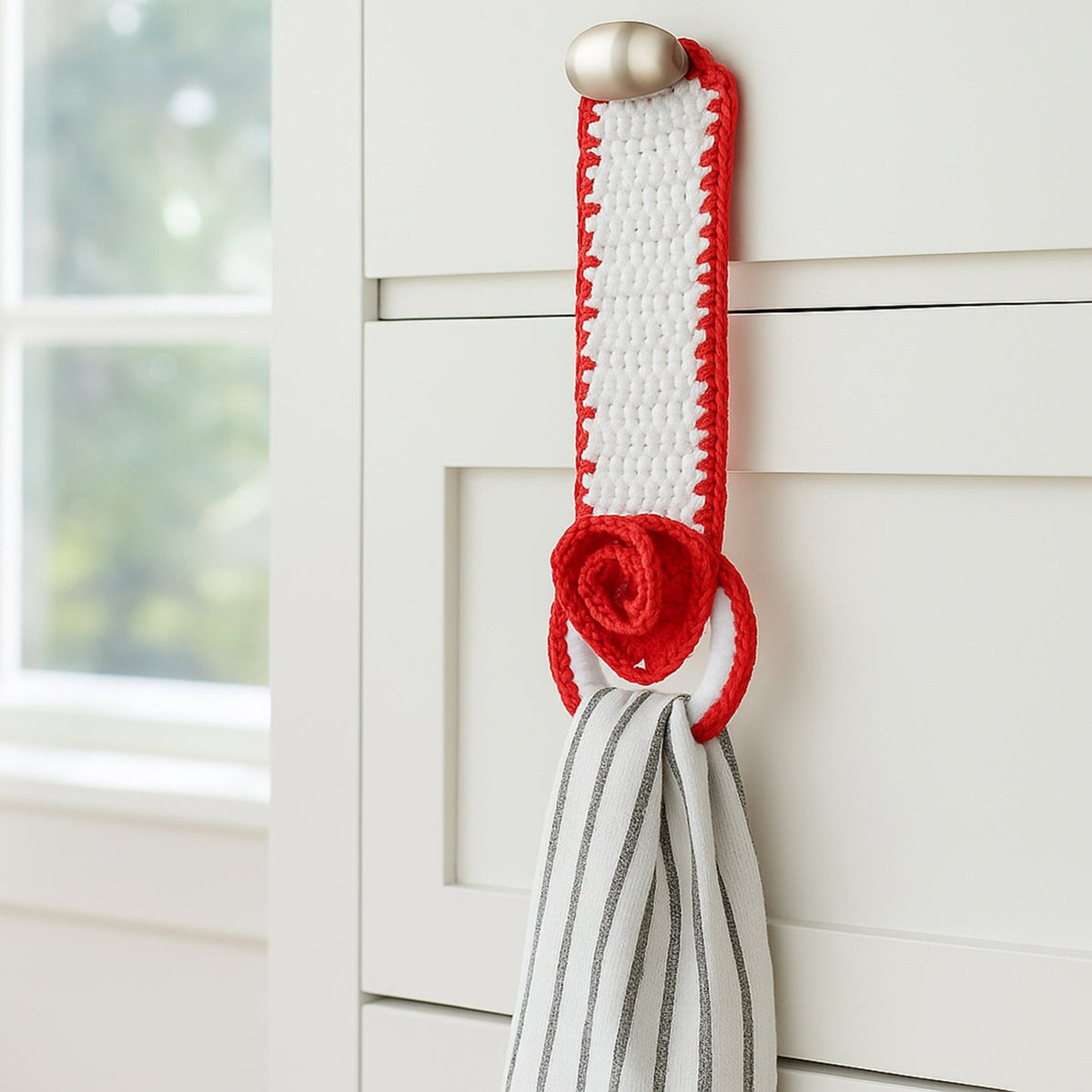 Crochet Towel Holder Pattern PDF Rose Loop Design For Kitchen Bathroom Organization - Hand Trendy