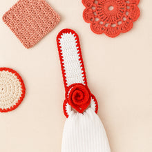 Crochet Towel Holder Pattern PDF Rose Loop Design For Kitchen Bathroom Organization