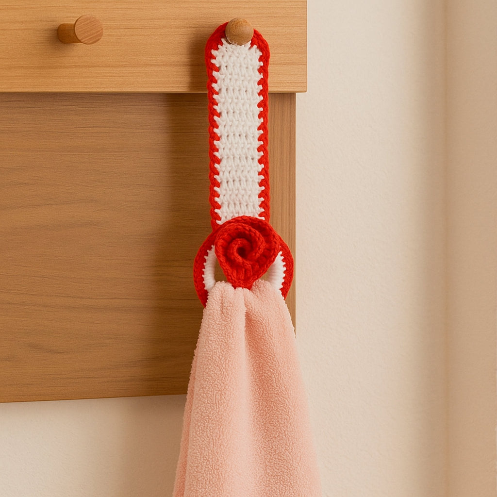 Crochet Towel Holder Pattern PDF Rose Loop Design For Kitchen Bathroom Organization - Hand Trendy
