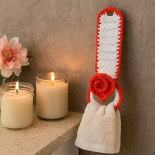 Crochet Towel Holder Pattern PDF Rose Loop Design For Kitchen Bathroom Organization