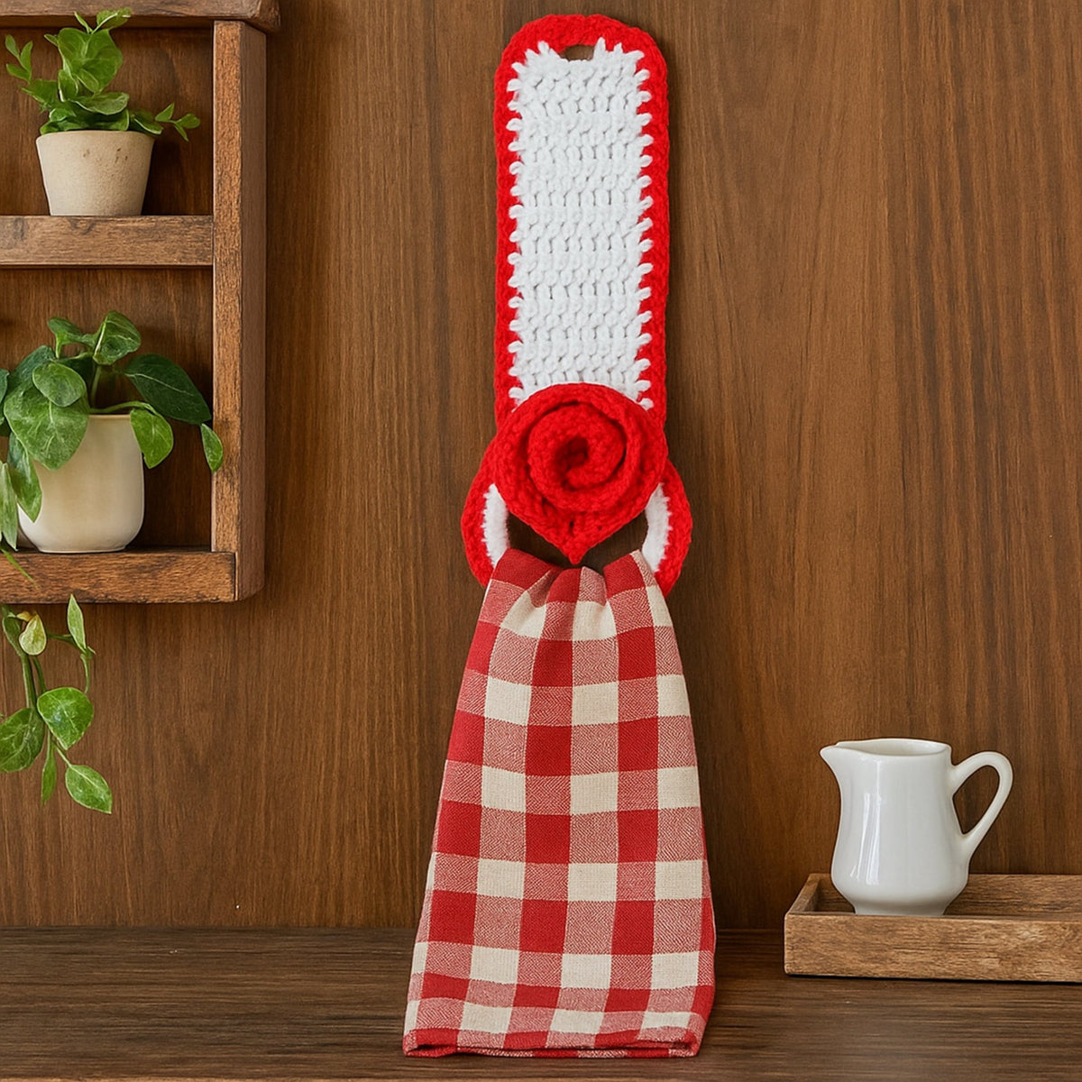 Crochet Towel Holder Pattern PDF Rose Loop Design For Kitchen Bathroom Organization - Hand Trendy
