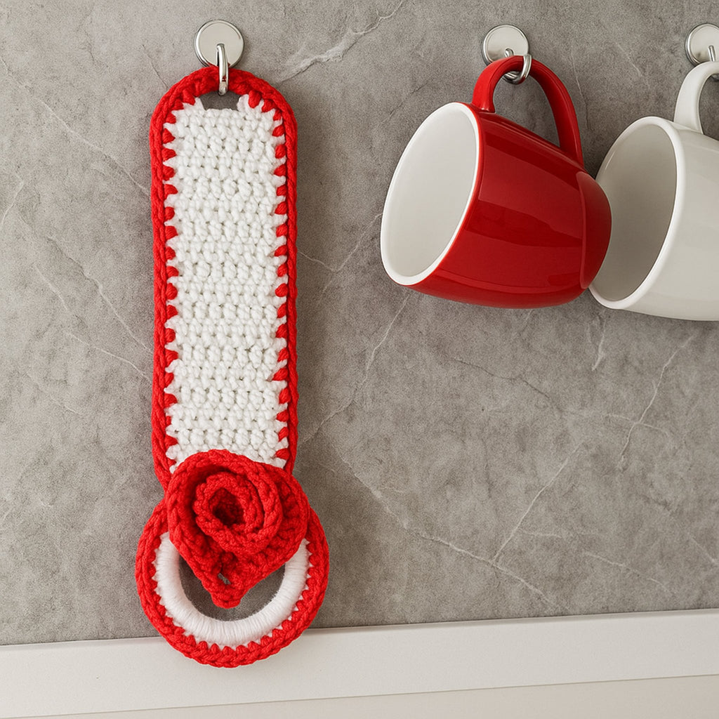 Crochet Towel Holder Pattern PDF Rose Loop Design For Kitchen Bathroom Organization - Hand Trendy