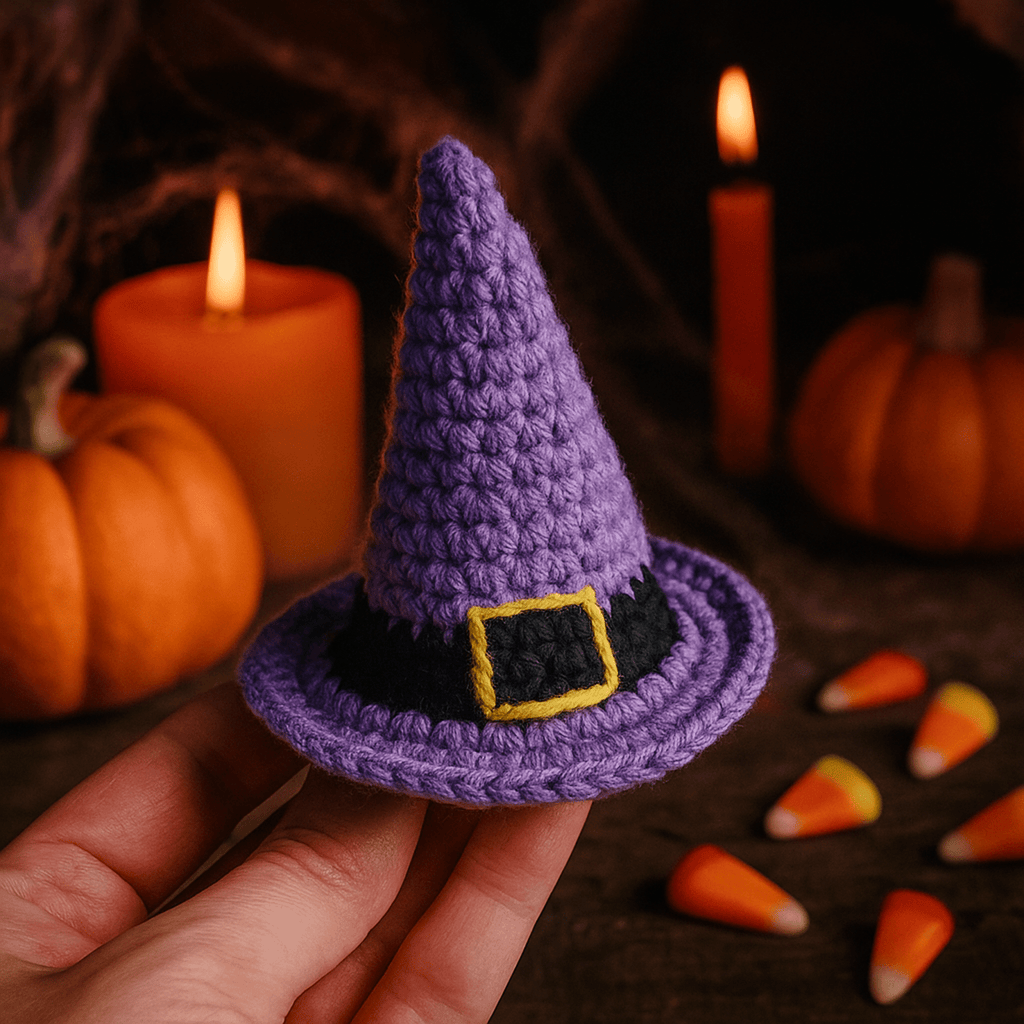 Crochet Witch Hat Pattern For Halloween Decor – Mini Amigurumi Wizard Hat PDF - Hand Trendy
