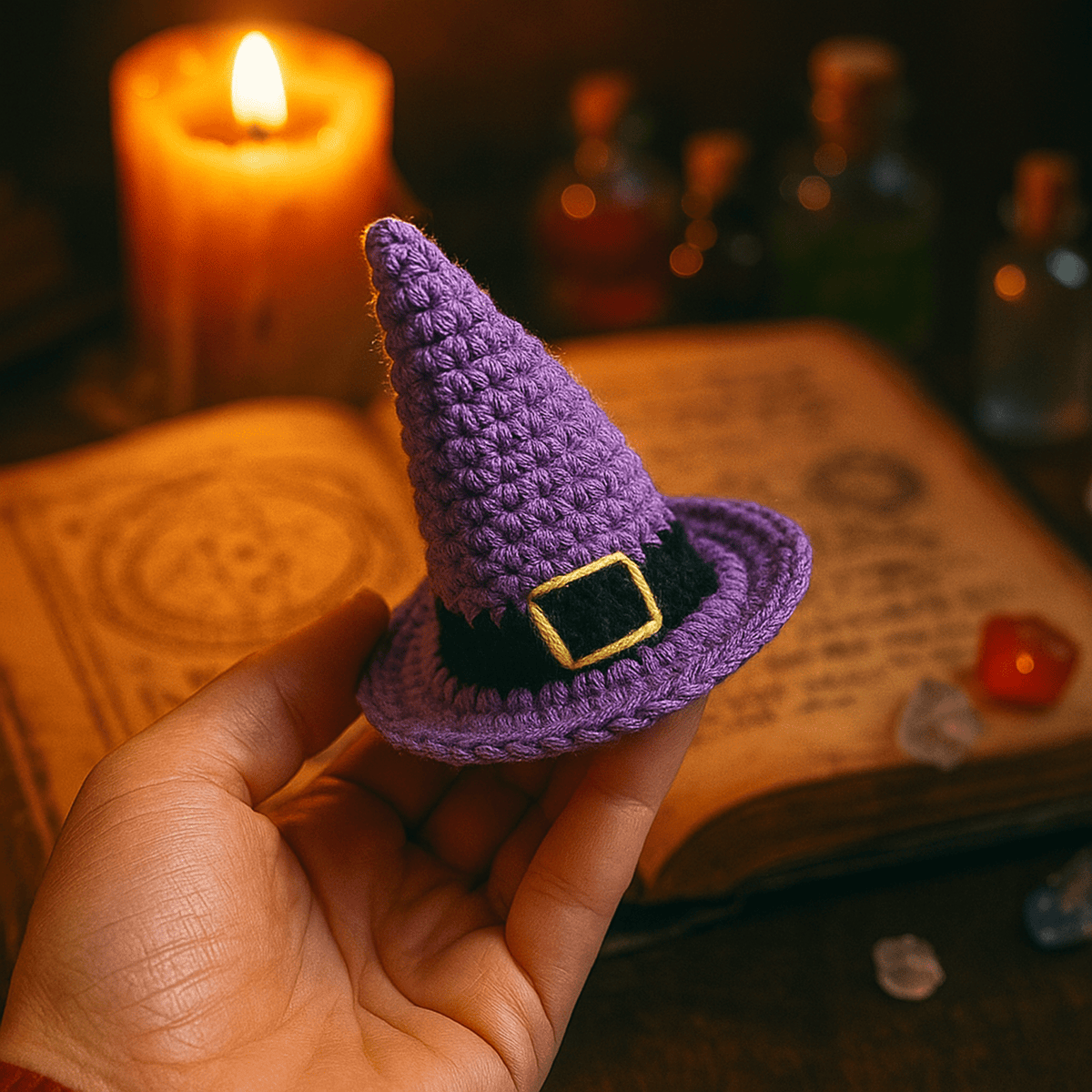 Crochet Witch Hat Pattern For Halloween Decor – Mini Amigurumi Wizard Hat PDF - Hand Trendy