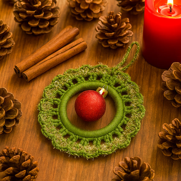 Crochet Xmas Wreath PDF Pattern, Festive DIY Holiday Wreath Tutorial