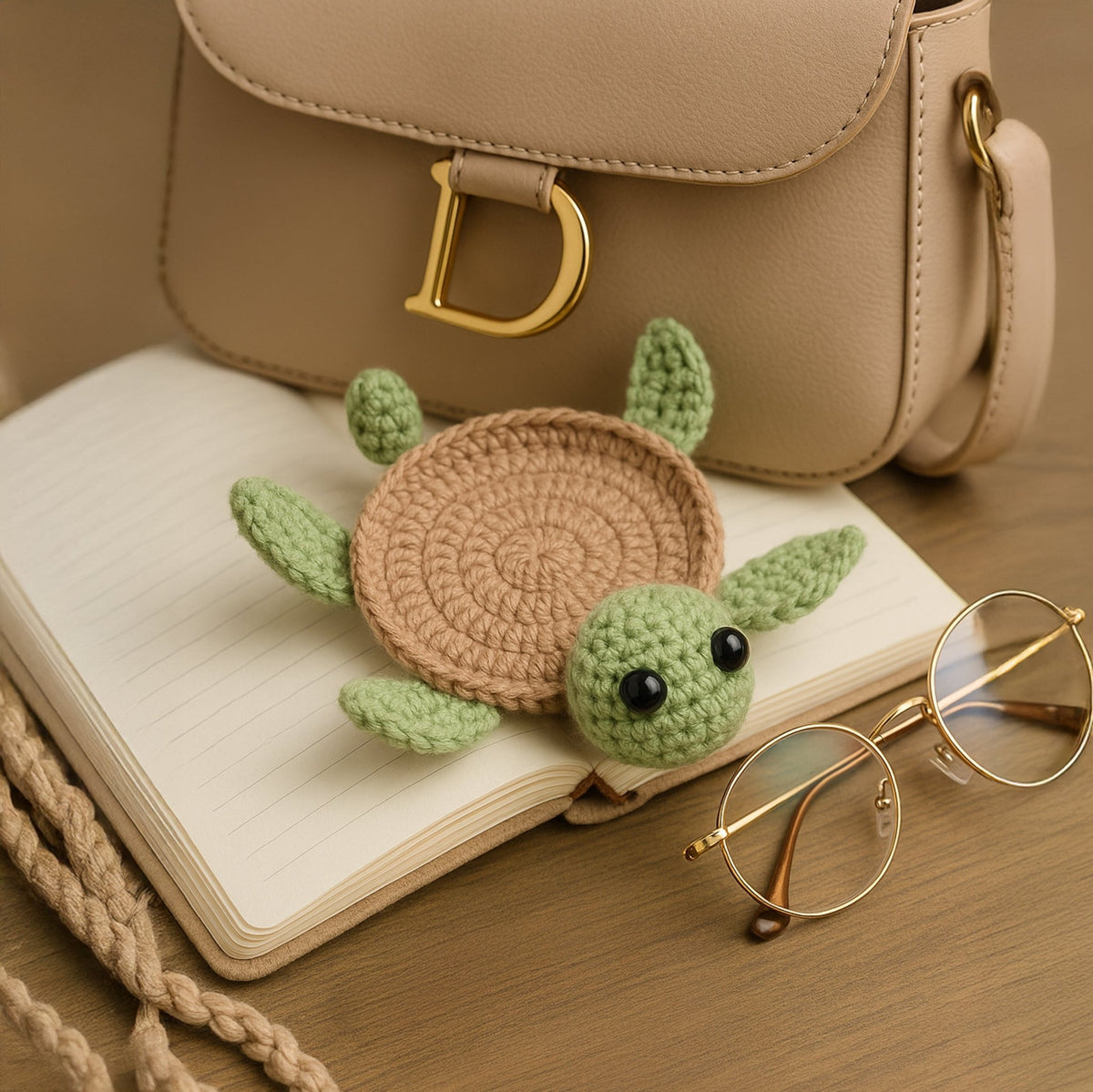 Cute Turtle Coaster Pattern PDF for Crochet Lovers, DIY Amigurumi Turtle Cup Holder Digital Download - Hand Trendy