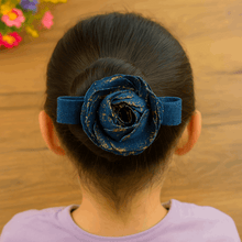 Denim Rose Hair Clip Pattern – Upcycled Fabric Flower Barrette PDF DIY