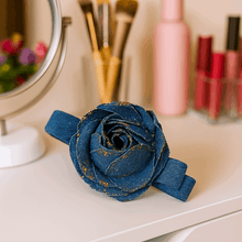 Denim Rose Hair Clip Pattern – Upcycled Fabric Flower Barrette PDF DIY