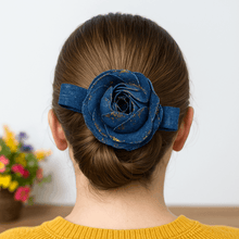 Denim Rose Hair Clip Pattern – Upcycled Fabric Flower Barrette PDF DIY