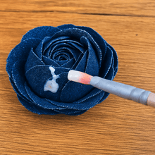 Denim Rose Hair Clip Pattern – Upcycled Fabric Flower Barrette PDF DIY